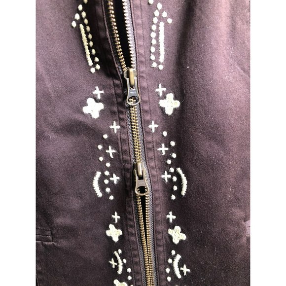 Women's XL David Brooks Lightweight Brown 2-way Zip Jacket w/Embroidery - Picture 4 of 8